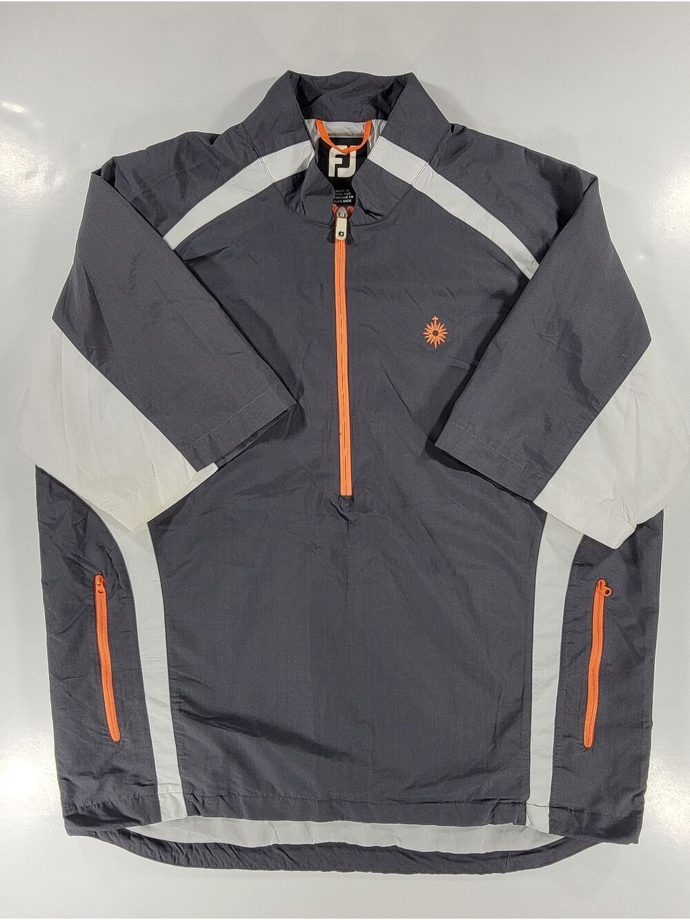 FootJoy Mens Wind Jacket Golf Pullover 1/4 Zip Gray White Large Windbreaker